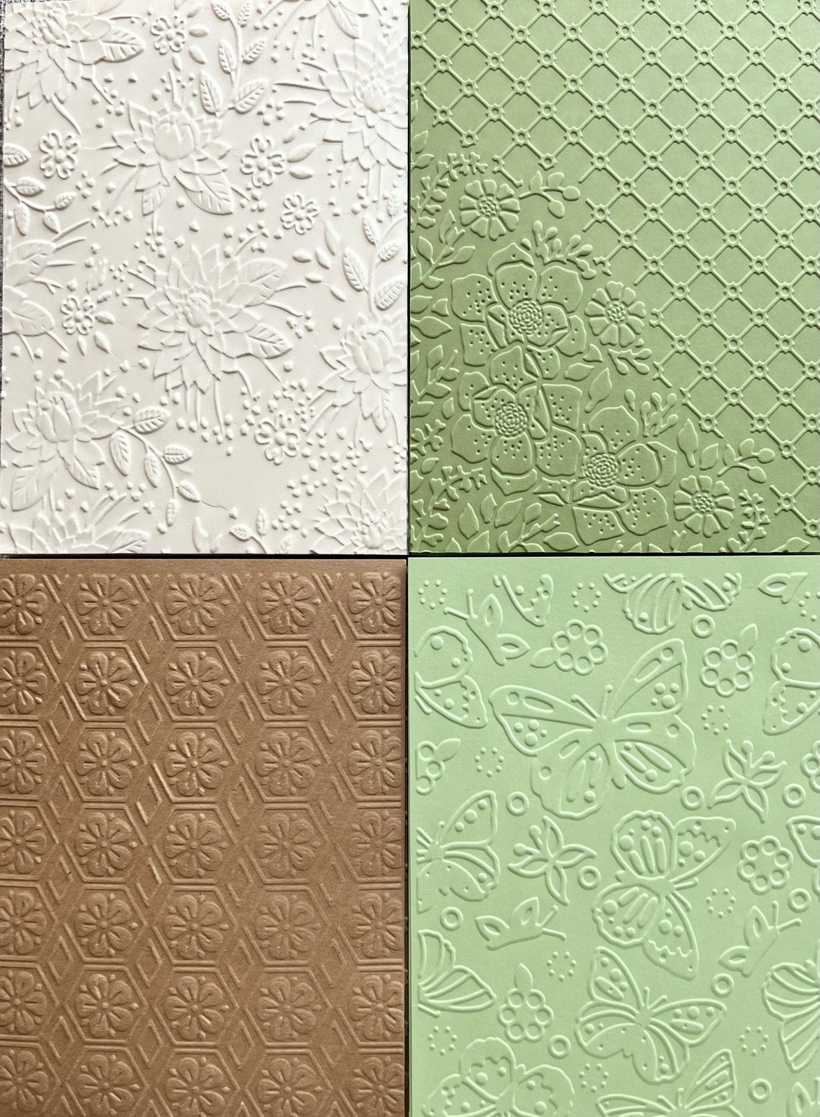 100 Pcs Embossed Cardstock, Green/brown Shades, Card Toppers, Journal Ephemera