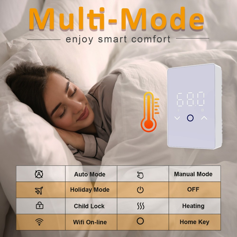 MAXKOSKO WiFi Touchscreen Programmable Thermostat for Electric Floor Warming