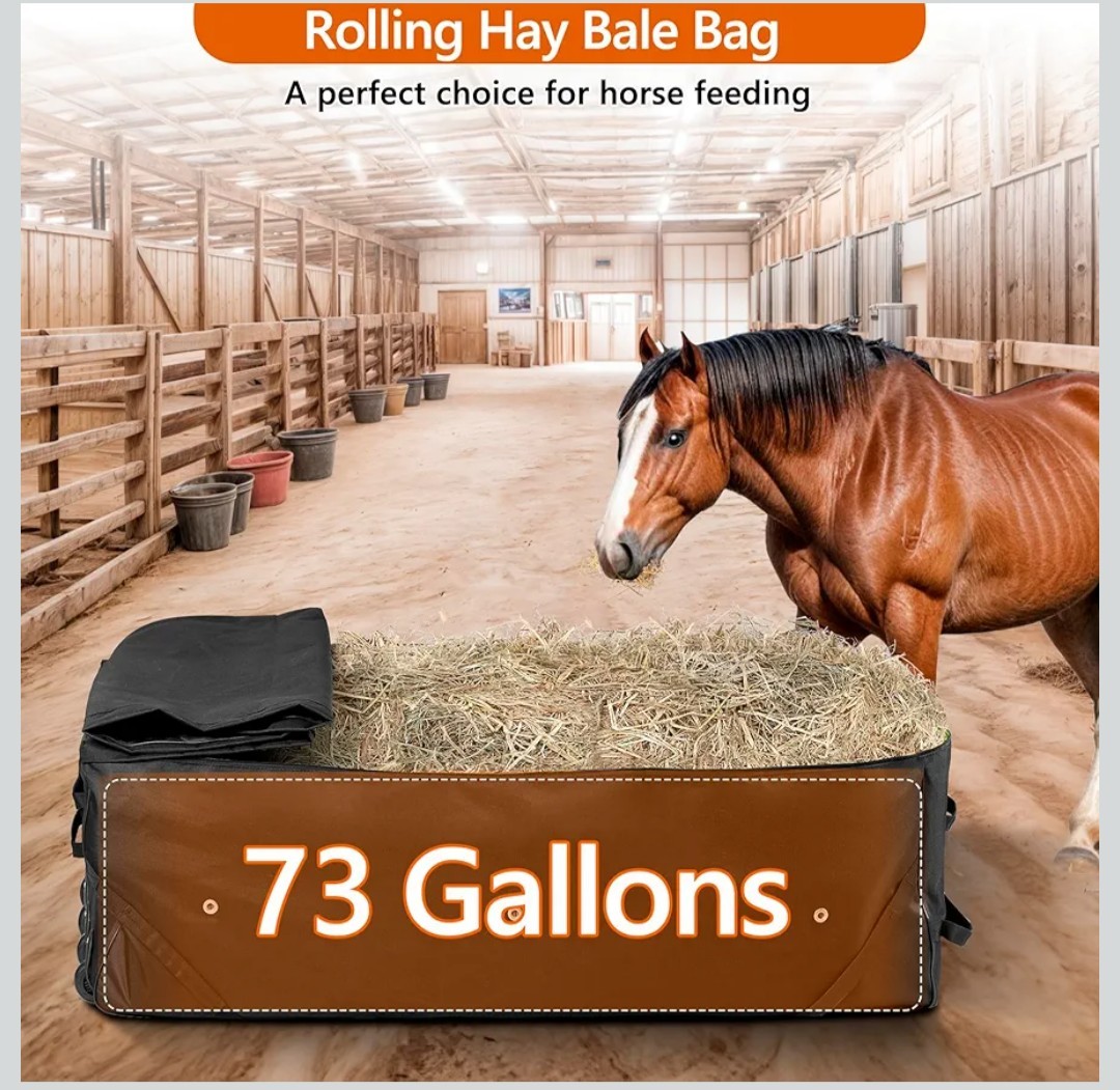 2 Pack Waterproof Rolling Hay Bale Bag, 4 Heavy Duty Wheels 46” x 23” x 16”