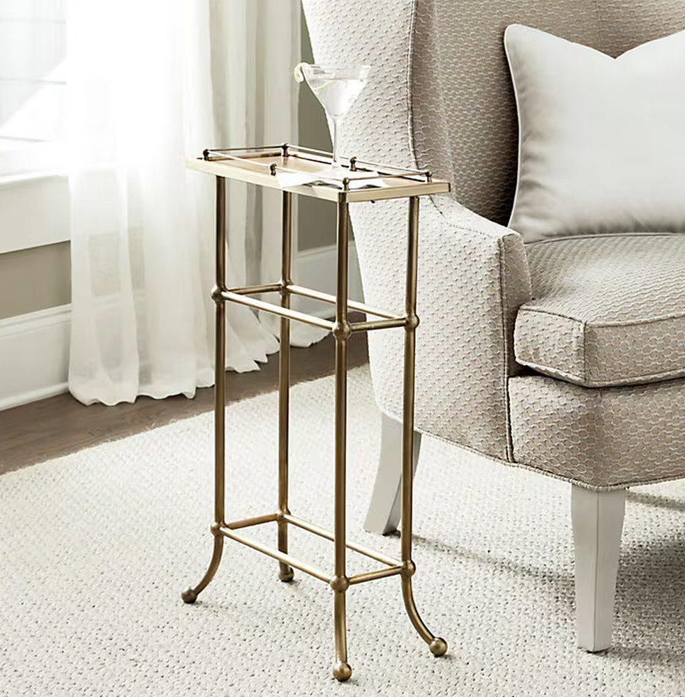 Ballard Designs Brandy Side Table - Antique Brass Finish