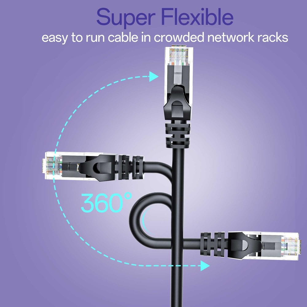 10Gsupxsel Cat 6 Ethernet Cable 3FT 10Pack, Cat6 Patch 3FT, Black