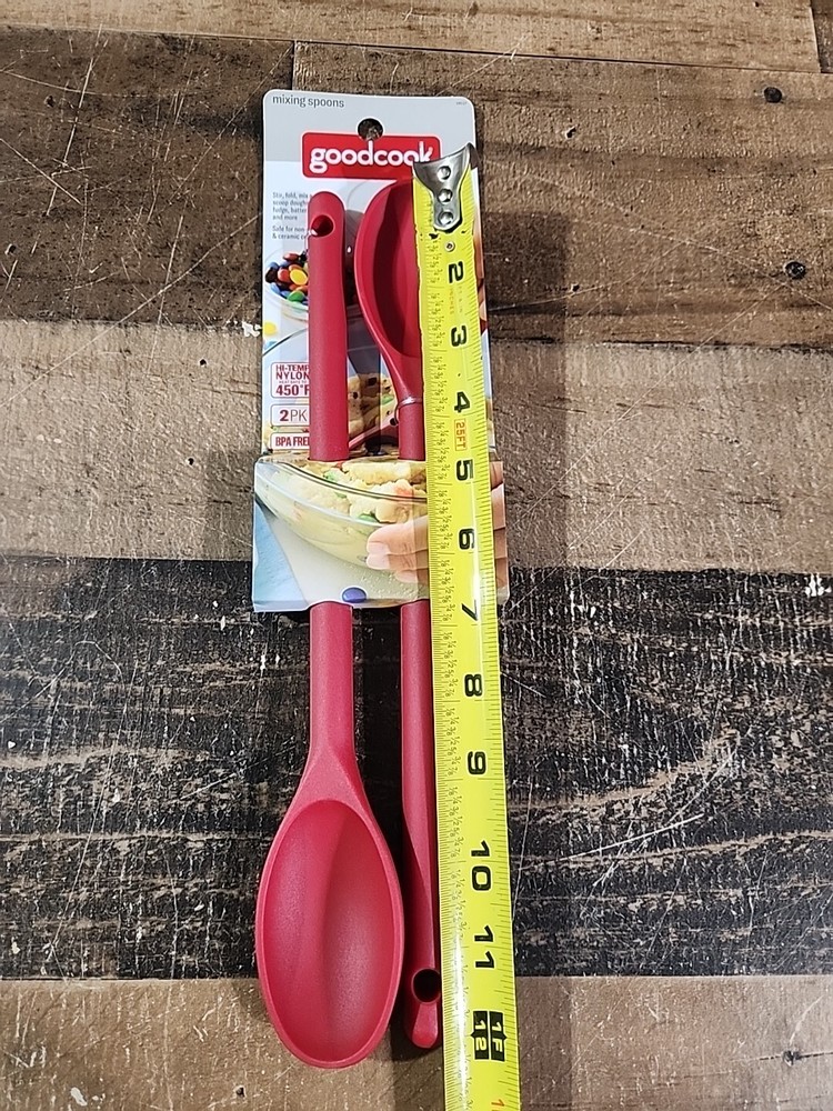 Good Cook 10117 Mixing Spoon Set, Red Plastic, 2-Pc. - Quantity 1
