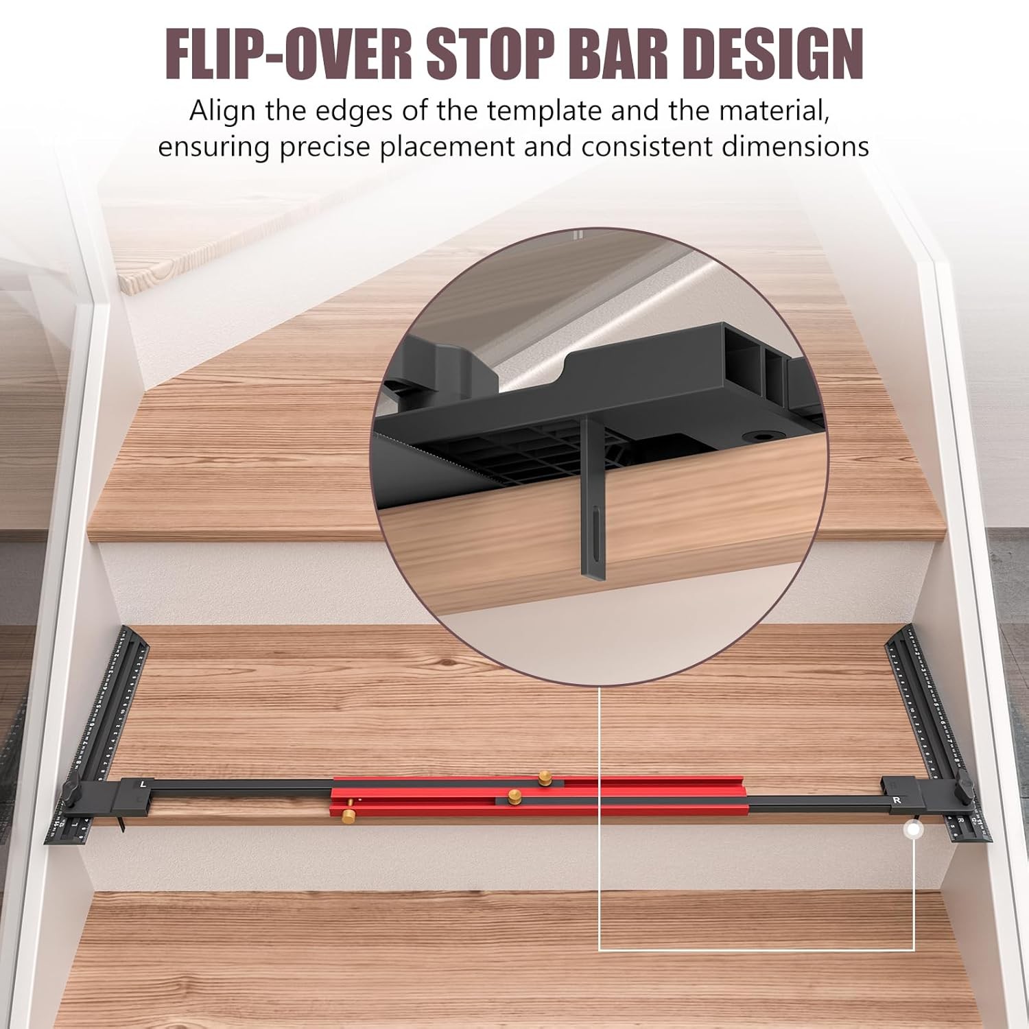 Stair Tread Template Tool Aluminum Alloy Stair Measuring Tool 23"-65" Length