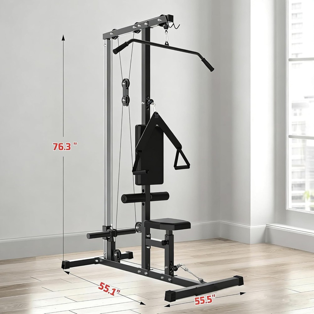 Home Gym LAT Pulldown Machine Row Cable Machine Tower Leg Hold Down 400LBS Back
