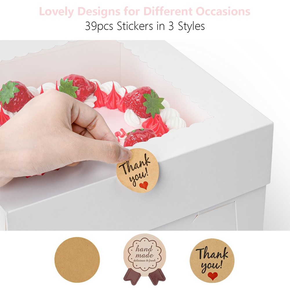 5 Pack Cake Boxes 12 Inch White Square with Boards Disposable Cardboard