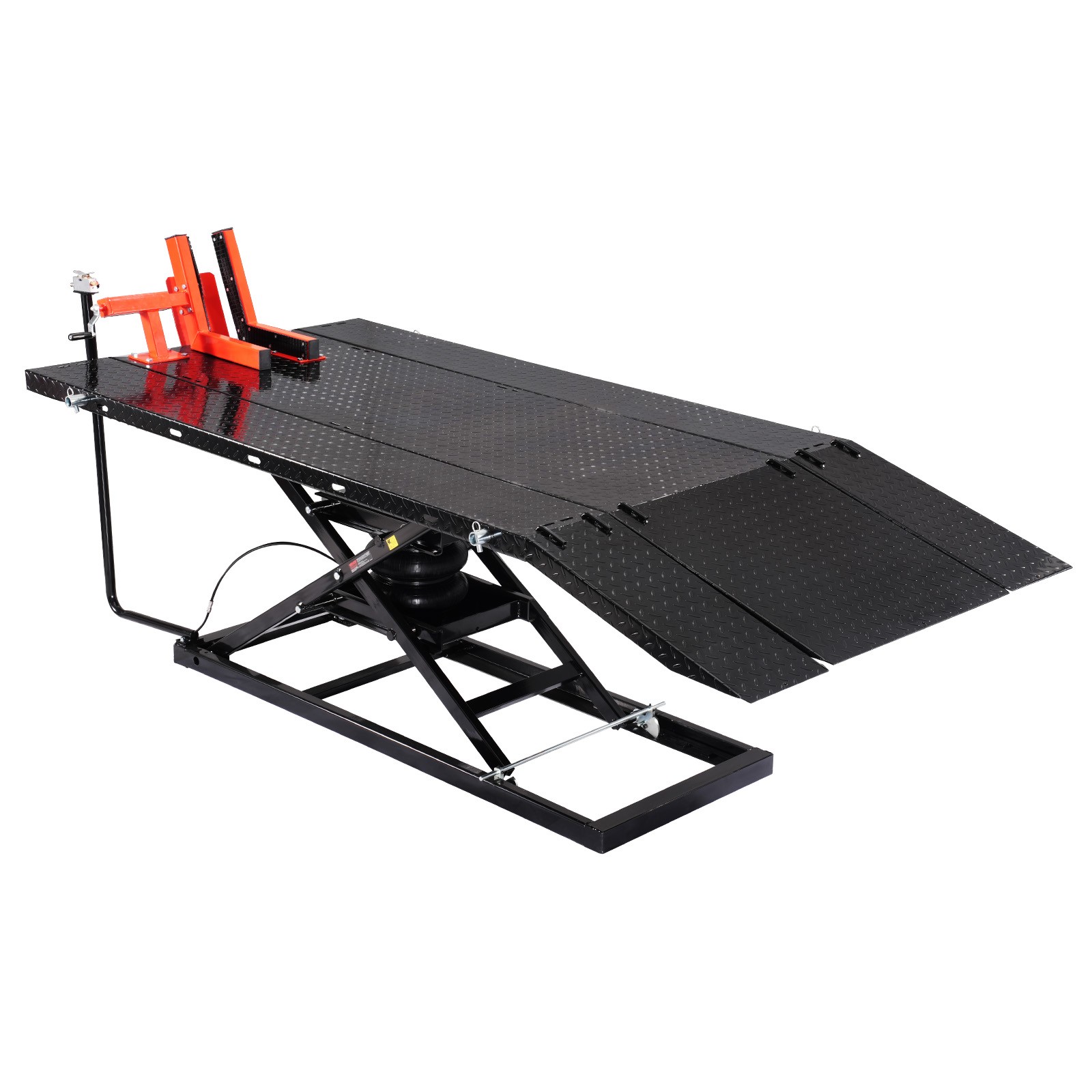 VEVOR Motorcycle Jack Lift 1500lb Pneumatic Motorcycle Jack Removable Workbench