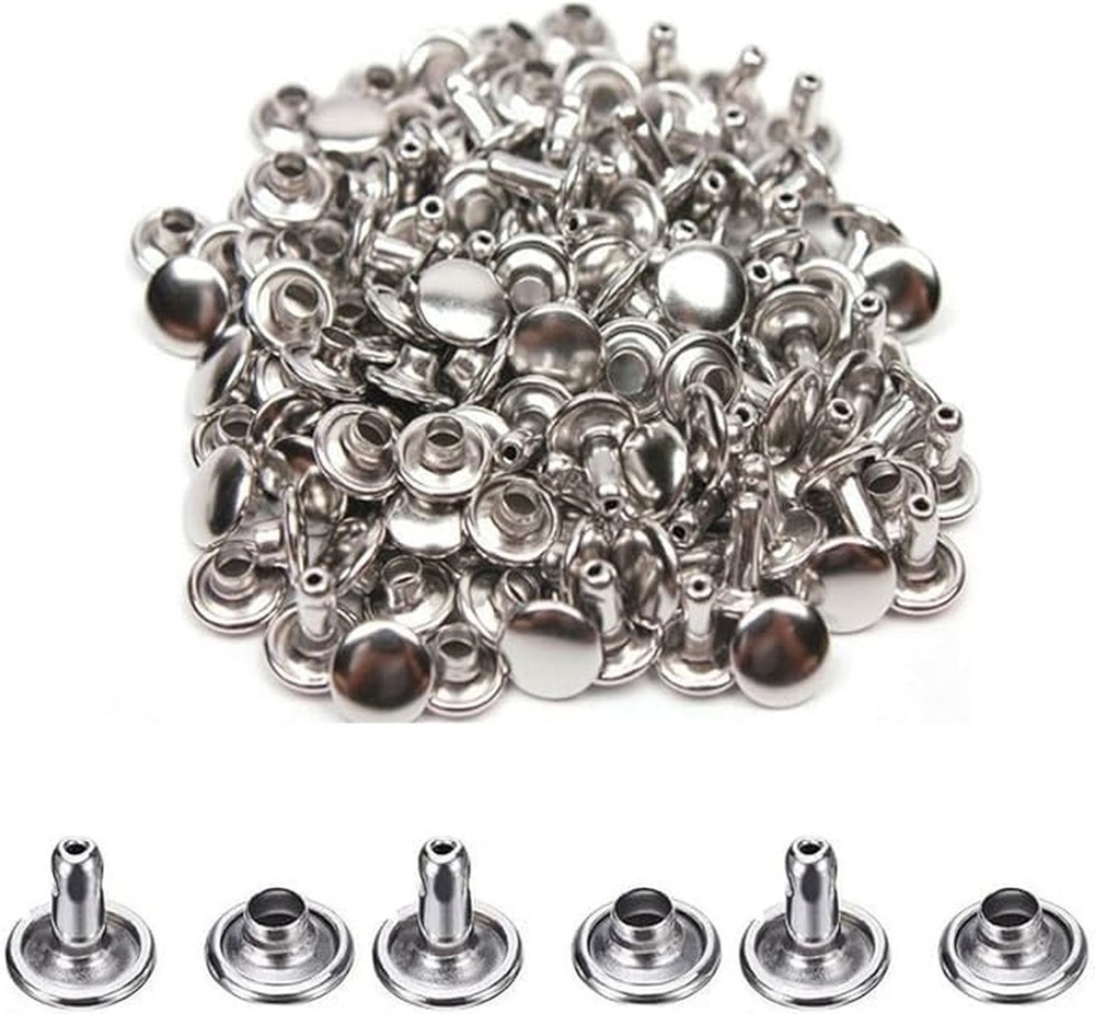 200Sets Leather Rivets,Sliver Metal Double Cap Rivets Snaps Studs for Clothes...