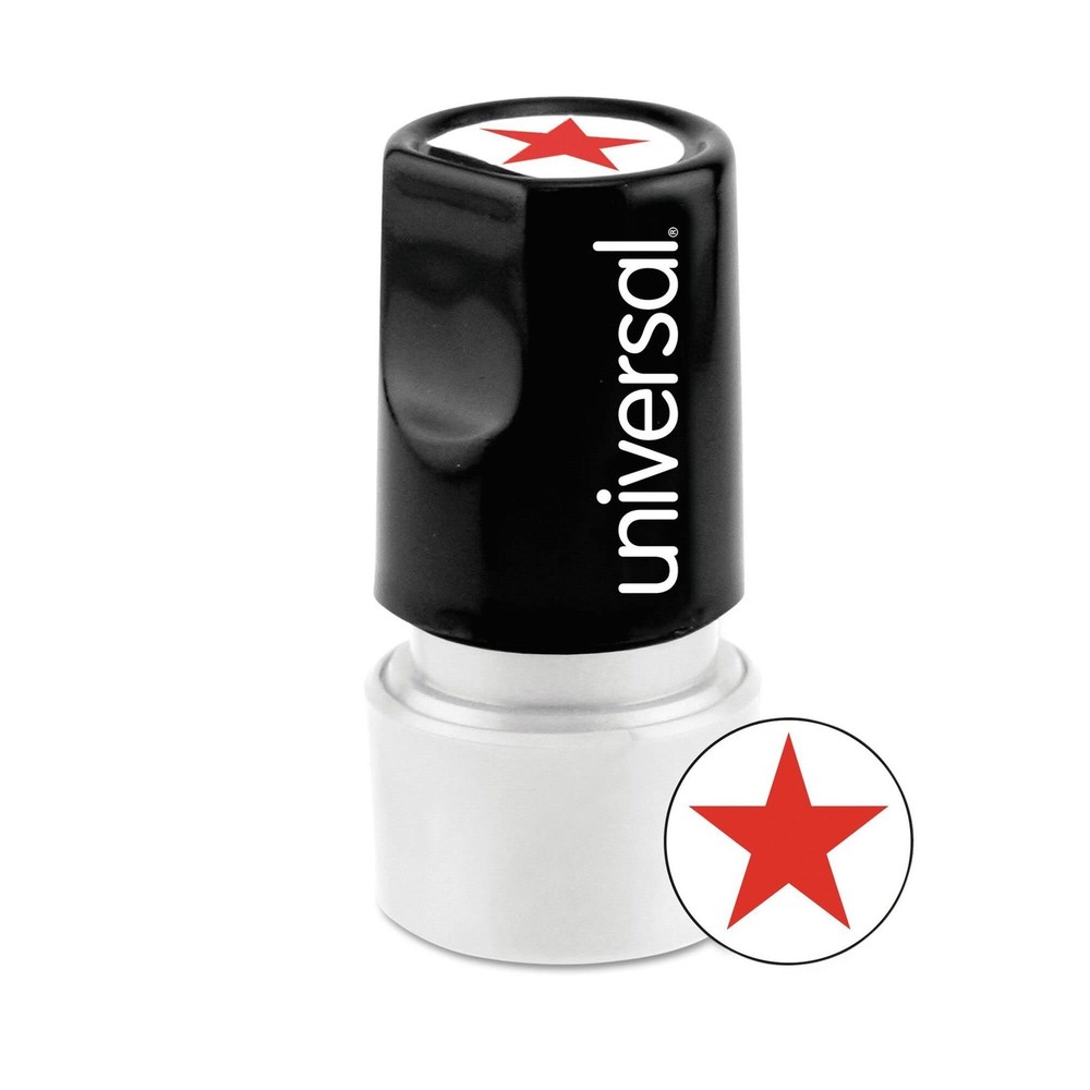 Universal 10081 Round Message Stamp, Star, 0.75 inches, Red