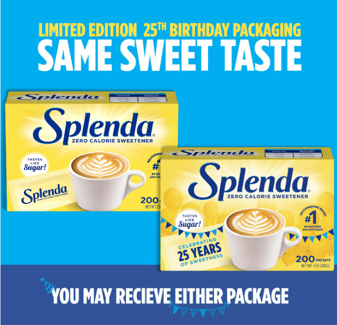 SPLENDA Zero Calorie Sweetener, 200 Count Packets