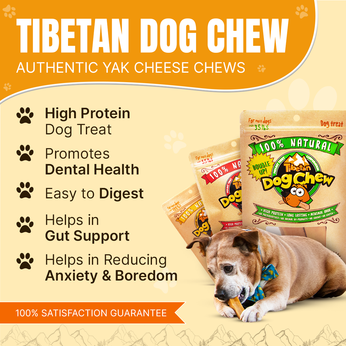 Himalayan Yak Milk Dog Chews 5lbs Bulk Large dogs, Hard & Long lasting Chews