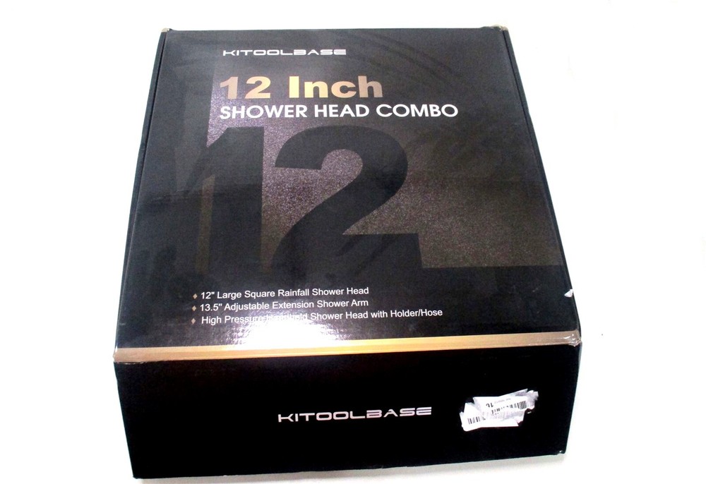 KKITOOLBASE 12" Square Rainfall & Round Handheld High Pressure Shower Head Combo