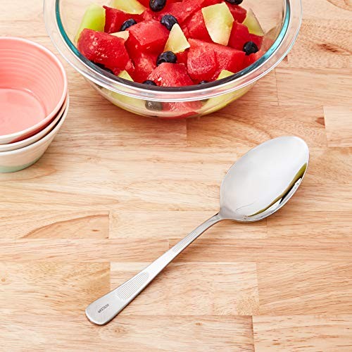 18-8 Stainless Steel Plating Spoon with Solid Bowl, 9 Silver Solid Bowl - 9"