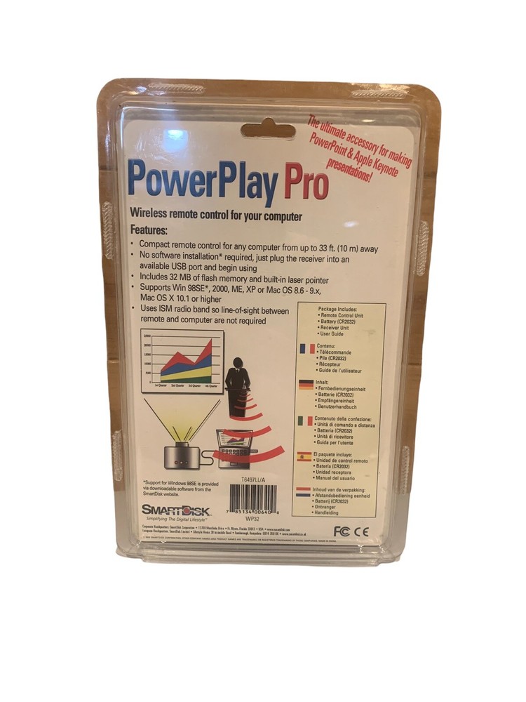 Smartdisk PowerPlay Pro Wireless Remote Control PowerPoint Apple Keynote Present