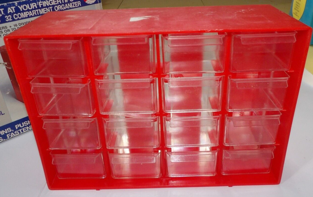 VTG Dynamic Multiplex Space Saver Complete Supply Organizer Red & Clear Plastic