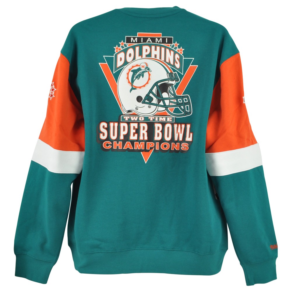 NFL Mitchell & Ness Miami Dolphins Sweatshirt Sweater Champions Tshirt Tee