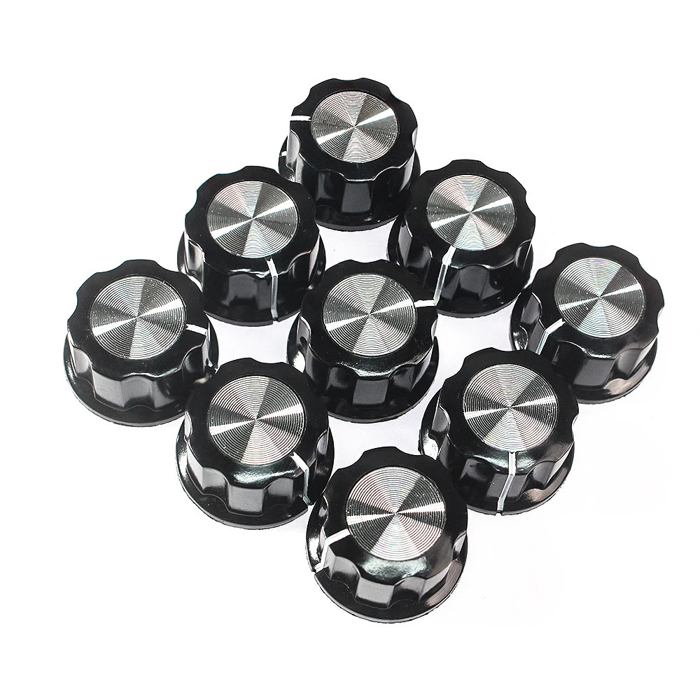 Insert Dia Shaft Cap Potentiometer Control Knobs w/Dial Face Plate Rotary Caps