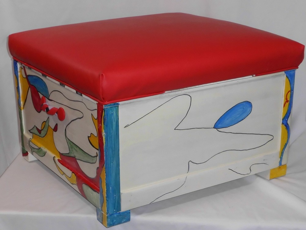 Happy Ottoman/ Storage Box ( Primitive)