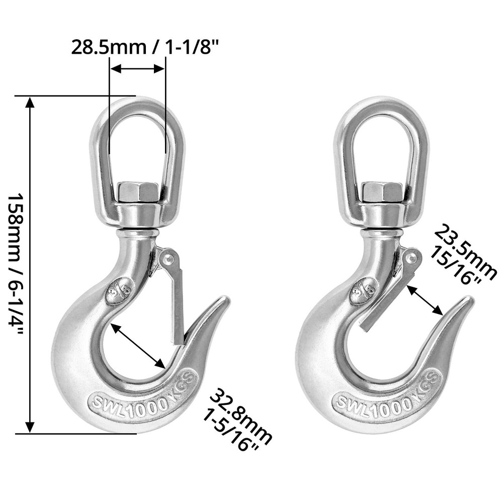 QWORK Chain Hook, Swivel Hoist Slip Hooks, Clevis...