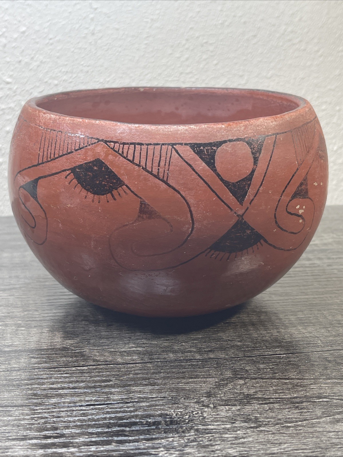 VTG Hopi Native American Hand Painted Vessel Jar Bowl Pottery Unsigned6”x4”tall￼