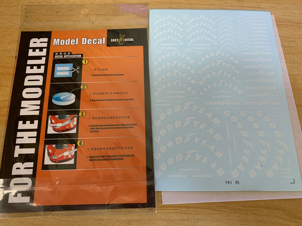 1/12 1/18 1/20 1/24 1/43 Scale Model Decals Goodyear good year White 791