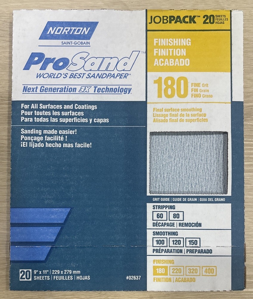 Norton ProSand 9" x 11" Sanding Sheets 180 Grit - 20 PACK