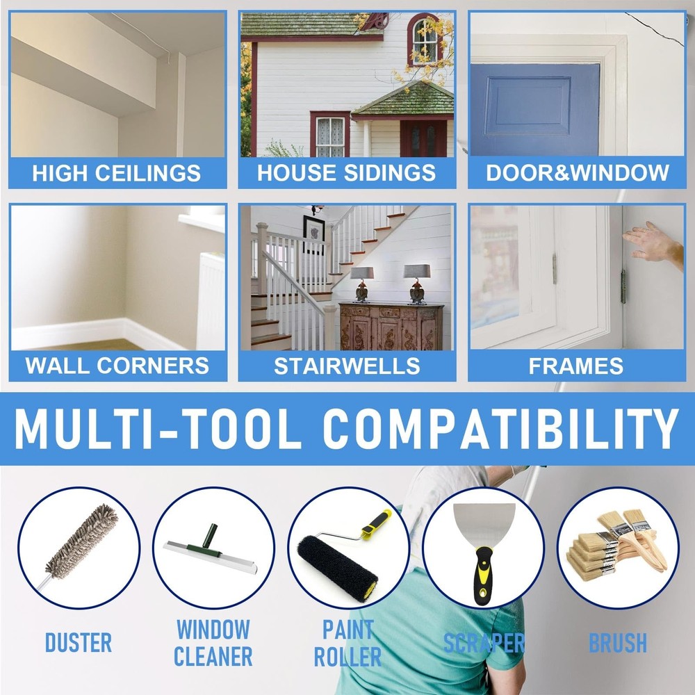 MultiAngle Paint Brush Extender Extension Pole Attachments for Brushes and