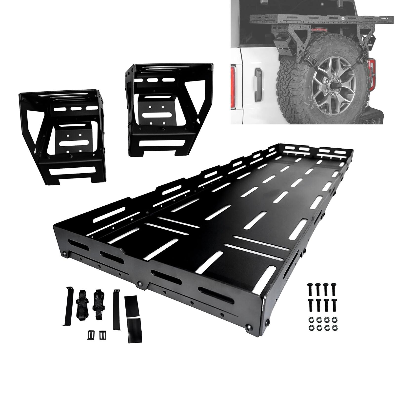 Fit 76-24 Jeep Wrangler Rear Cargo Basket Rack Spare Tire Utility Storage Basket