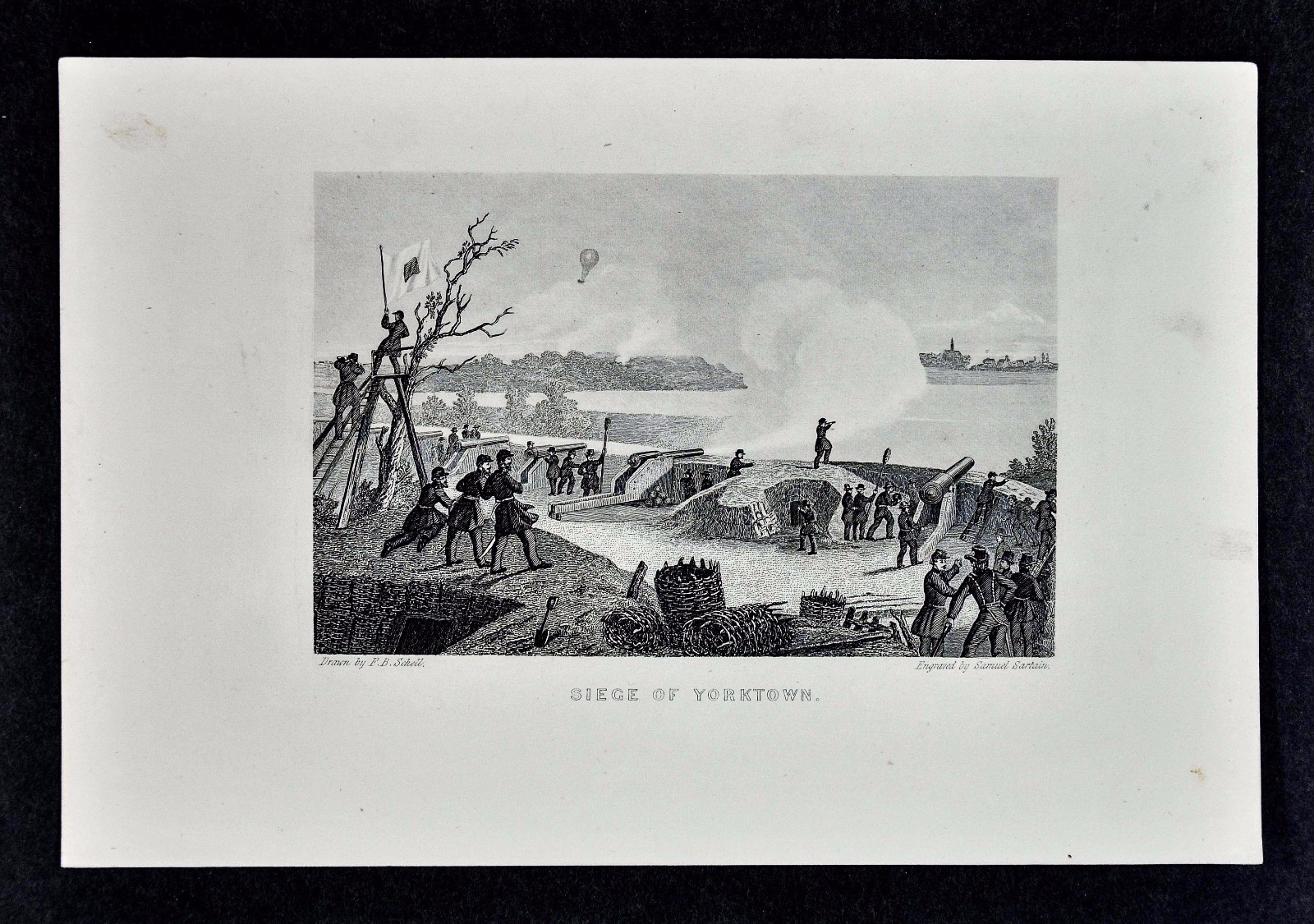 1865 Civil War Print - Siege of Yorktown - Virginia Battle - Cannon Redoubt Fort