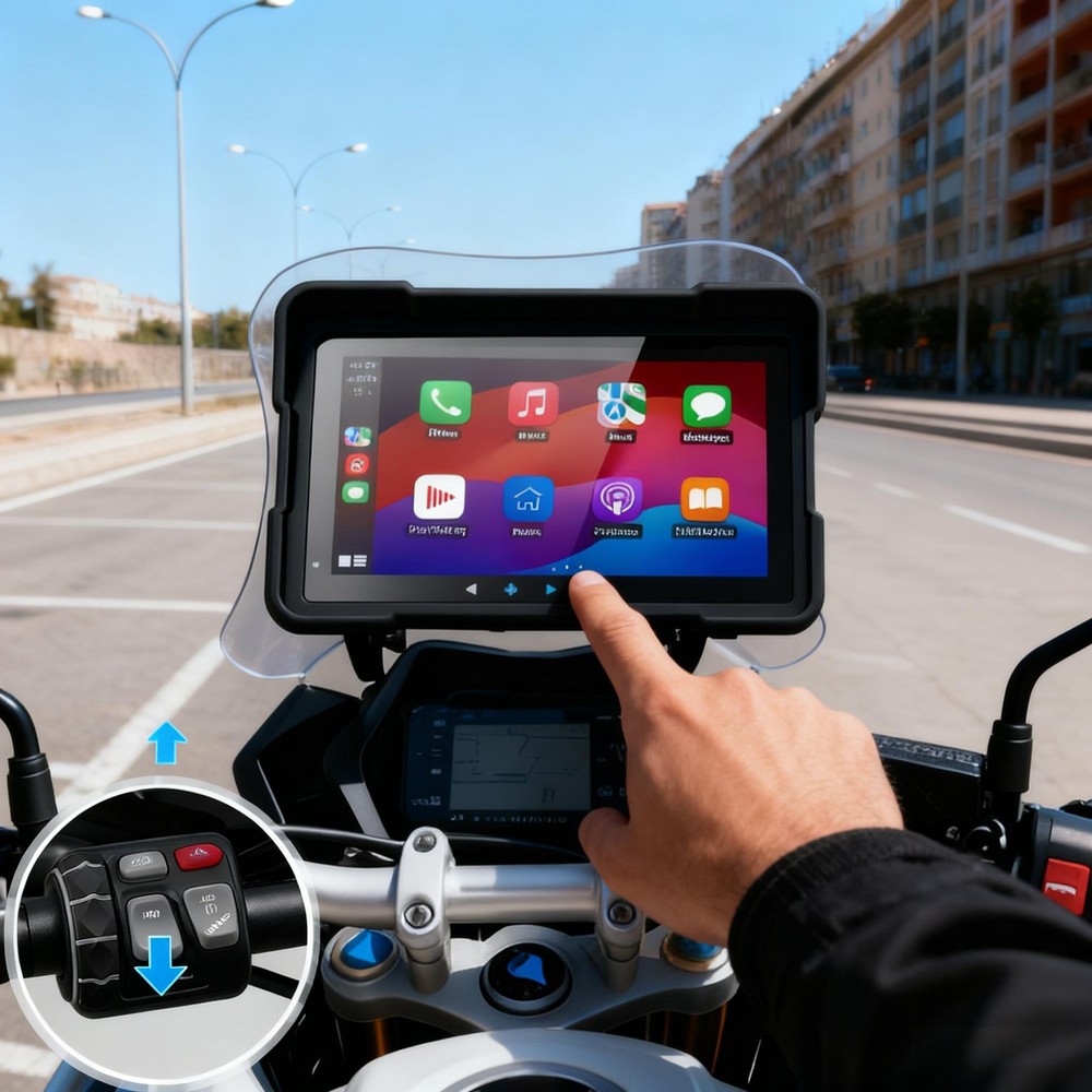 7" Motorcycle CarPlay Android Auto IP67 Waterproof GPS Navigation Bluetooth Y6