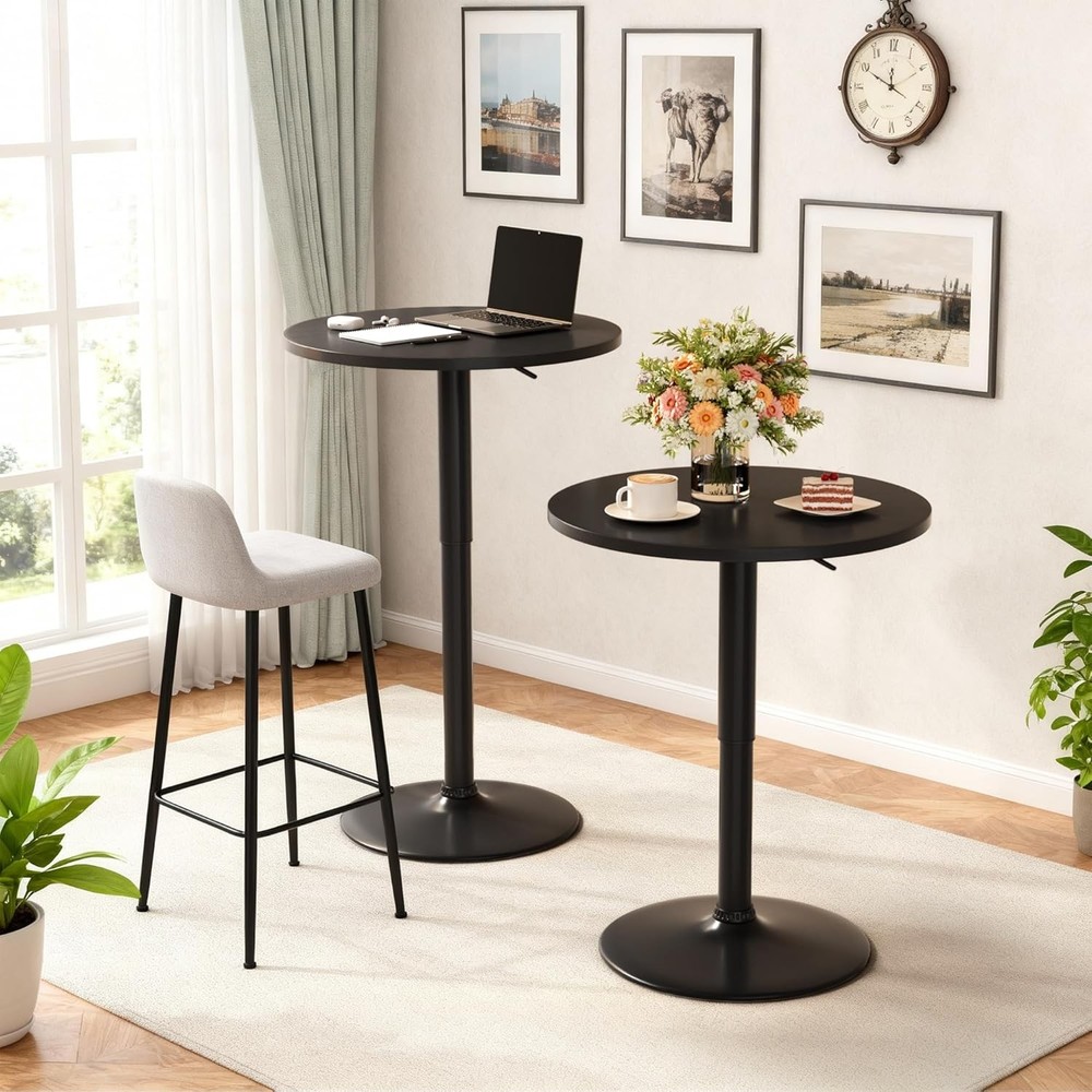 Round Bar Table Adjustable Height & 360° Swivel Pub Table Cooktail Table for Bar