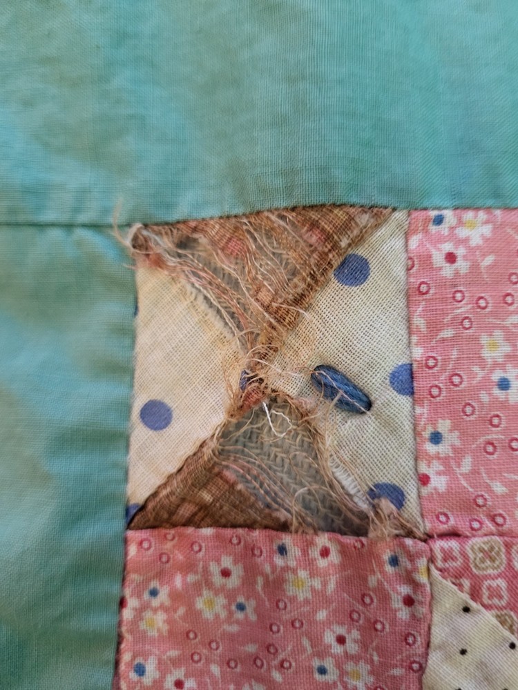 Hand -Tyed Patchwork Quilt Needs Repairs