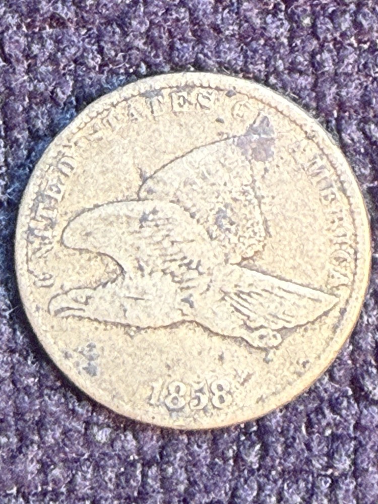 1858 1c Flying Eagle Small Letters Type One Cent Penny VG