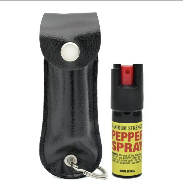 Cheetah Pepper Spray Maximum Strength Black Leather Case Self Defense Security