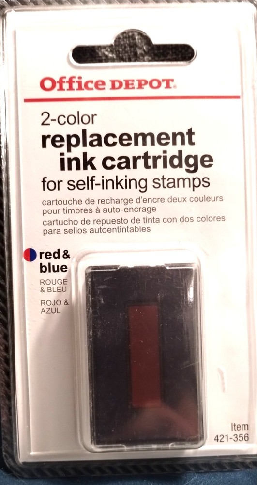 Office Depot  2-Color Self Inking Stamp Replacement Pad, Blue/Red