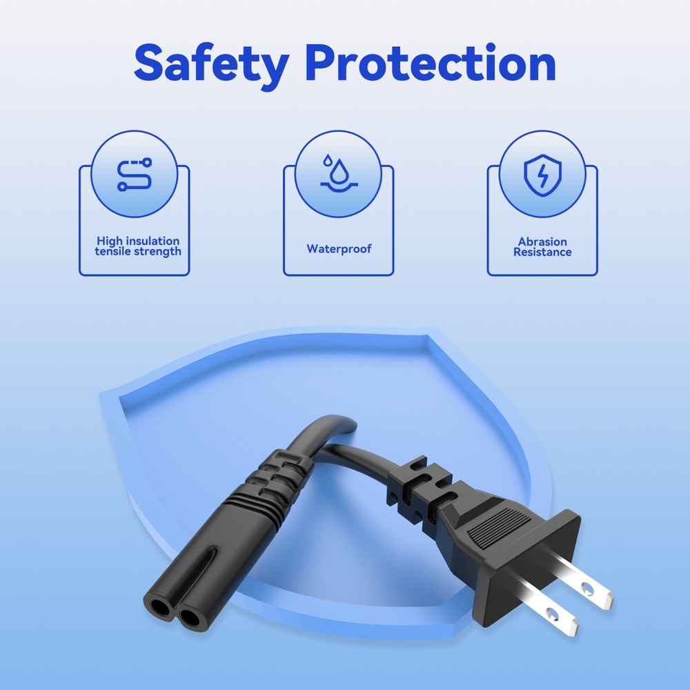 5ft AC 2-Prong Power Cord Cable Lead Fig 8 for E pson Expression XP-800 Printer