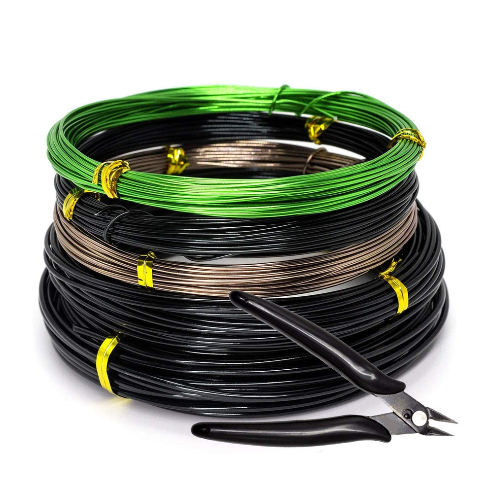 Bonsai Wire Kit - 5 Rolls, 164 Feet Total. Anodized Aluminum Training Wire, 1Mm/