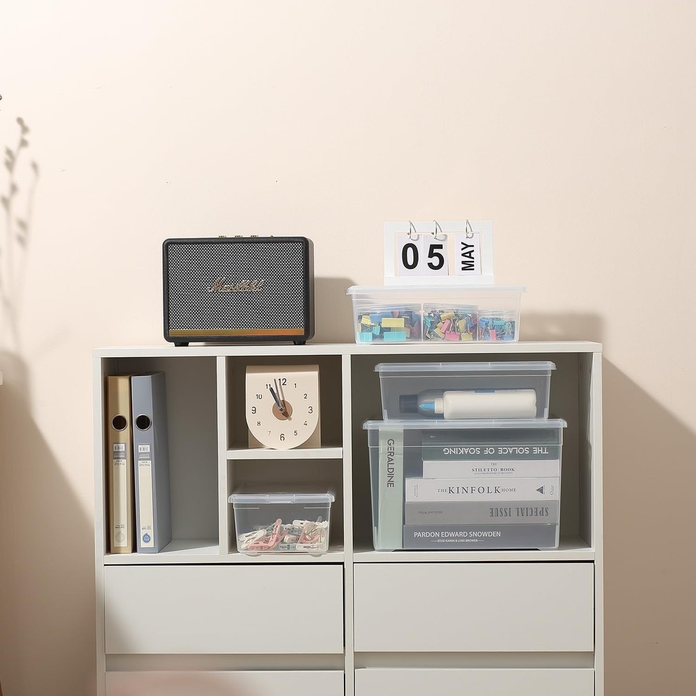 8 Packs 6 Quart Latching Storage Box,Shoe Boxes Clear Plastic Stackable Stora...