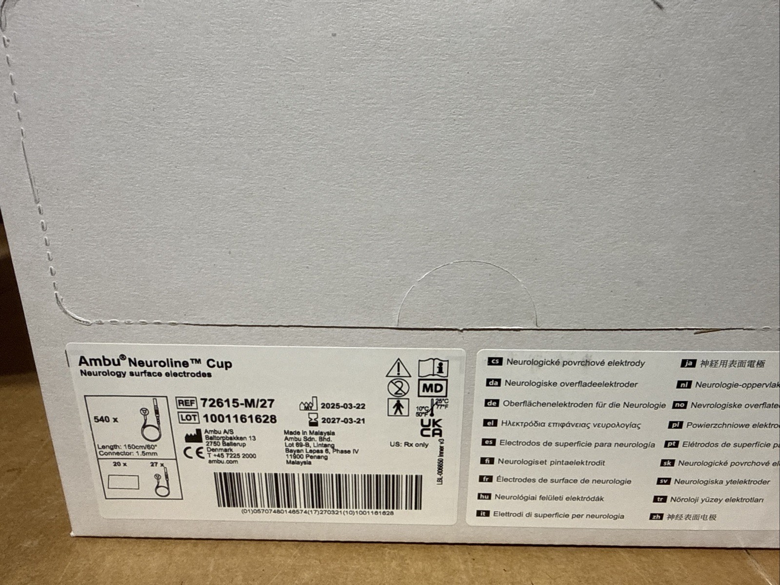 Box of 20 Packs Ambu Neuroline Cup 72615-M/27 Series New Sealed Exp 3-21-27