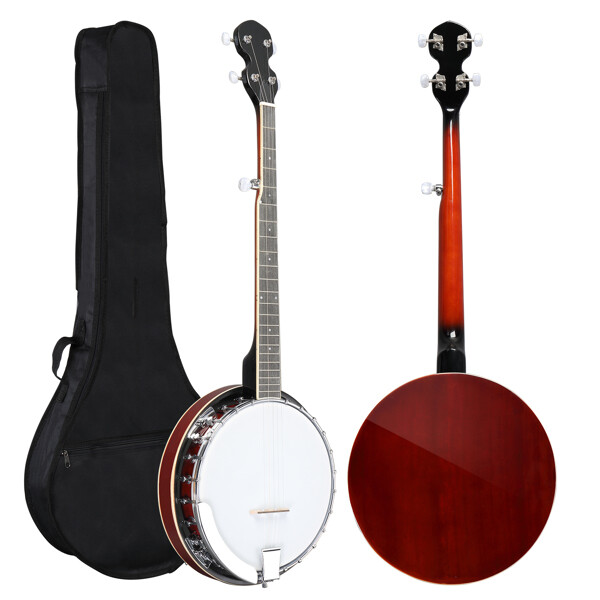 Full Size 5 String Right Handed Banjos Set with Closed Solid Sapele Back White