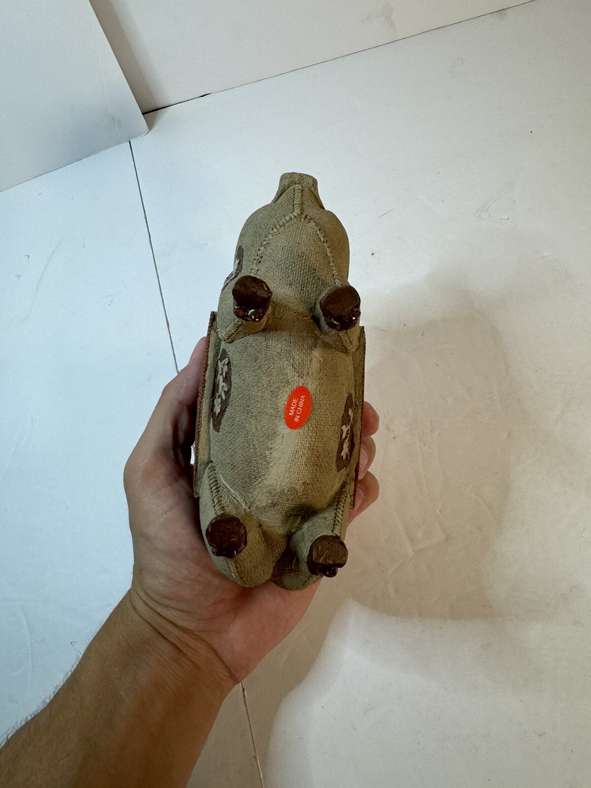 Canvas Mache Folk Art Glass Eyes Pig Figurine Decoration