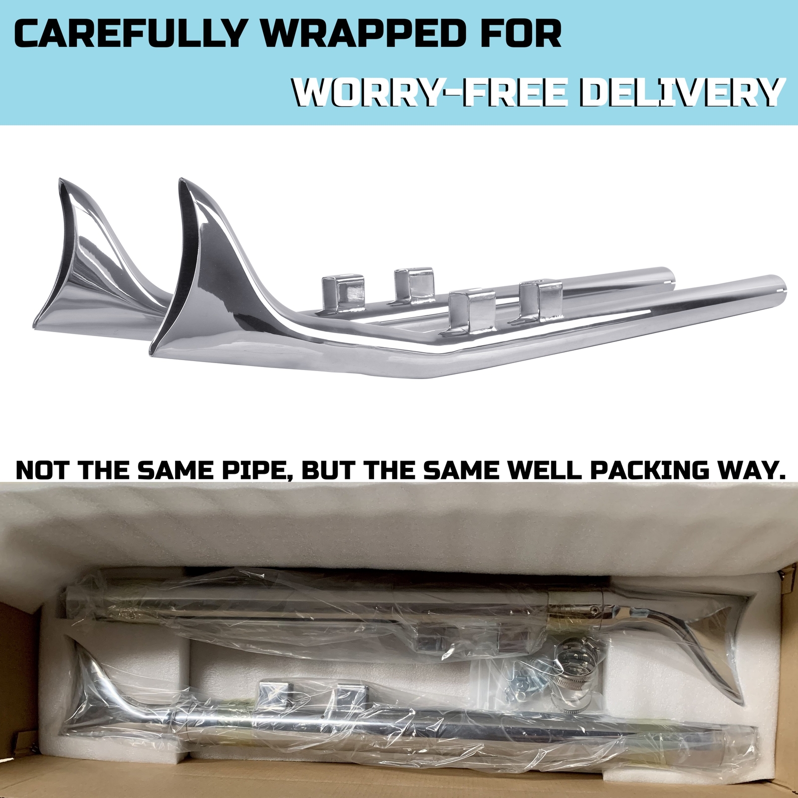 SHARKROAD Upswept Fishtail Slip on Exhaust for Harley 95-16 Touring & Bagger