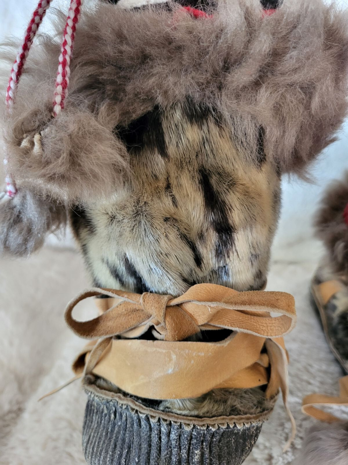 Vintage Handmade Fur, Skin, Leather, Felt & Glass Beaded Native Alaskan Mukluks
