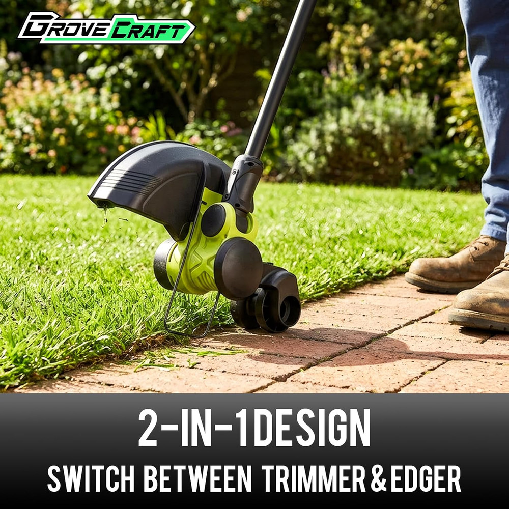 20V Cordless String Trimmer, 2X4Ah Grass Trimmer&Edger with 8 Replacement Spools