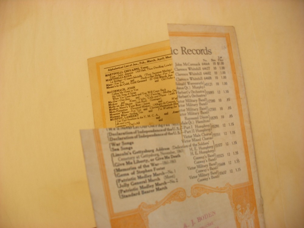 Original Victor Phonograph Record Catalog - July, 1919