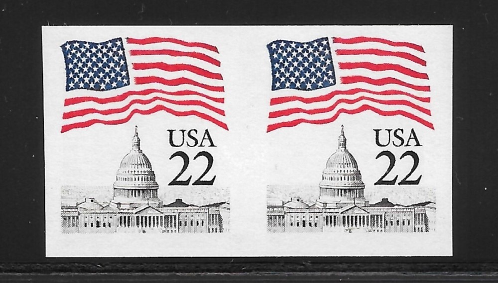 IMPERFORATE ERROR Coil Pair Scott #2115g-- SMALL Block Tagging, MNH