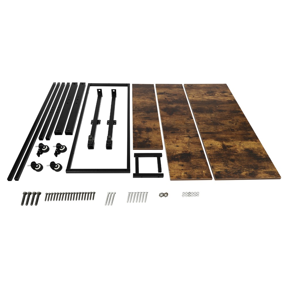 Rolling Laptop Desk Adjustable Height Computer Table Stand up Office Workstation