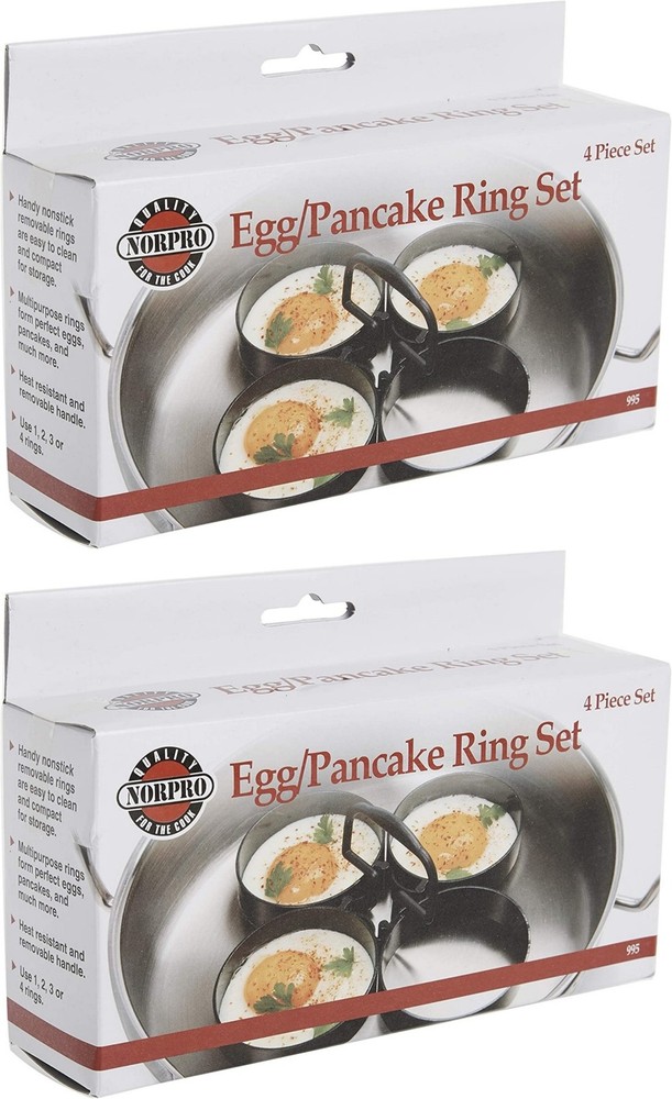 Norpro 4-Piece Nonstick Egg/Pancake Ring Set, 3.5 Inch Diameter (2-Pack)