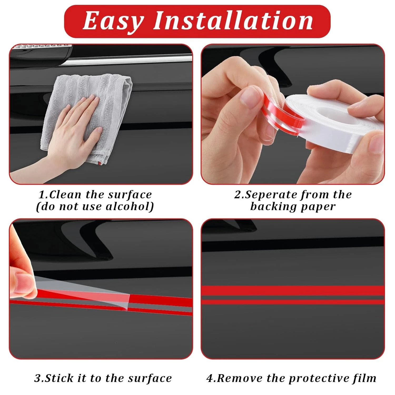 2 Rolls Pin Striping Tape for Cars,32 ft Automotive Pinstriping red & black