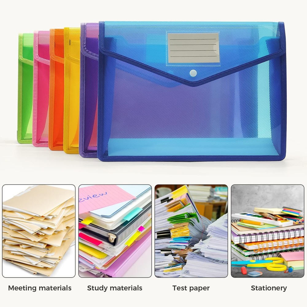 Plastic Expanding File Folder, Envelope Folders for Documents, Waterproof Tra...