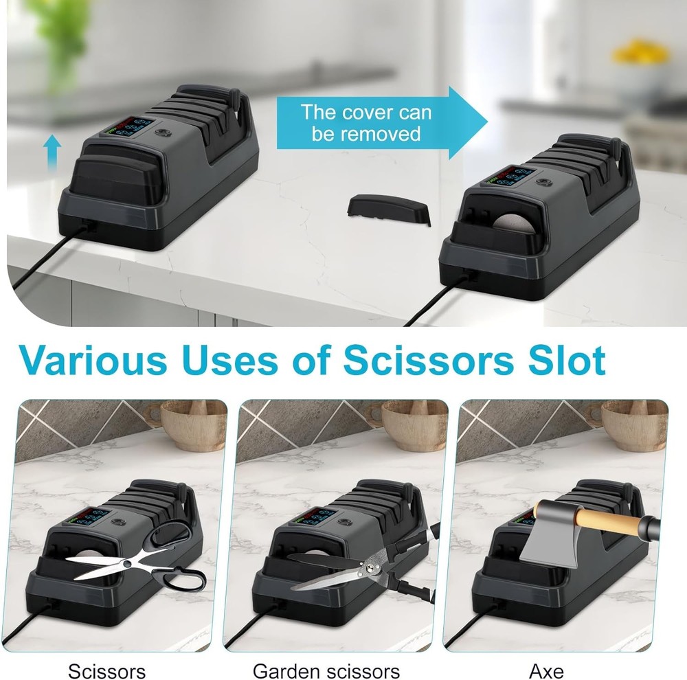 5 in 1 Electric Knife Sharpener with LCD Screen,3 Rotational Speed Adjustable